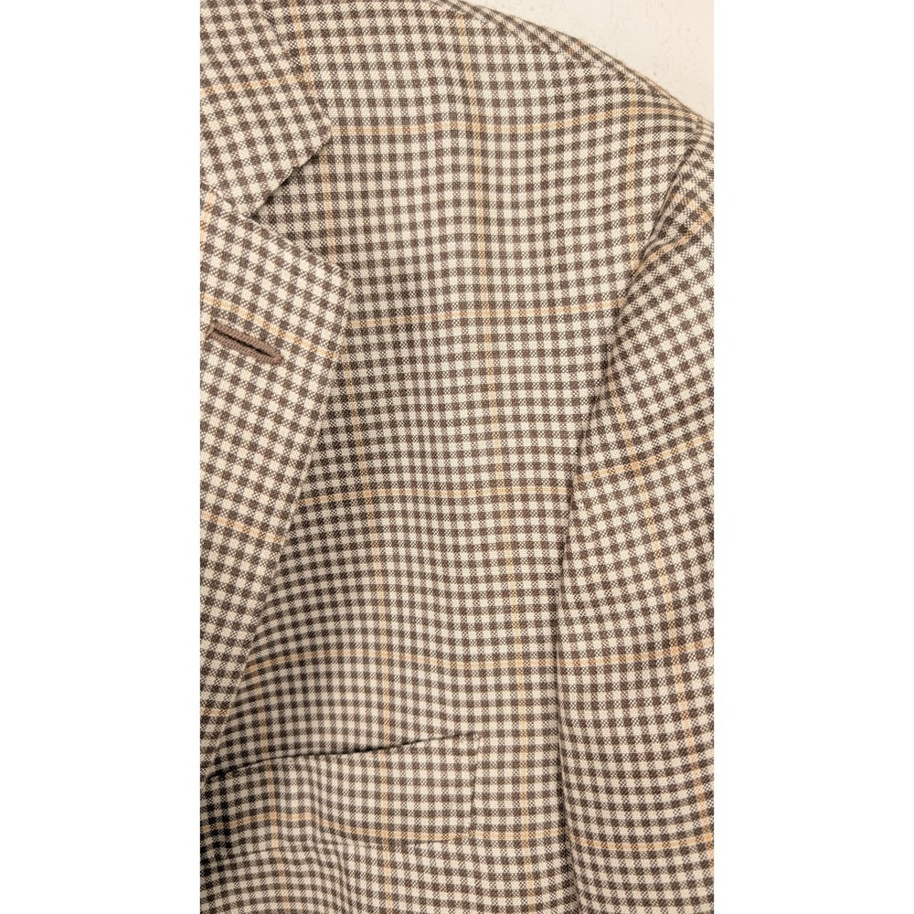ISAIA Napoli Men's Cashmere Silk Brown Plaid Blazer Base S IT 56/46R‎ 8R Drop - Picture 2 of 11
